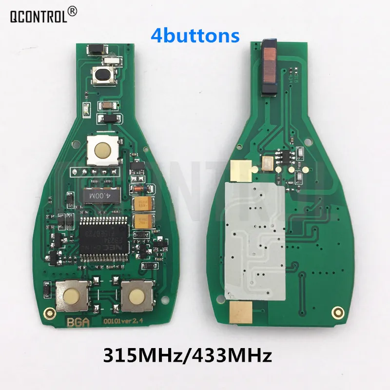 

QCONTROL Car Remote Smart Key Circuit Board for Mercedes Benz Can Replace Original NEC and BGA type 4 Buttons Year 2000 -