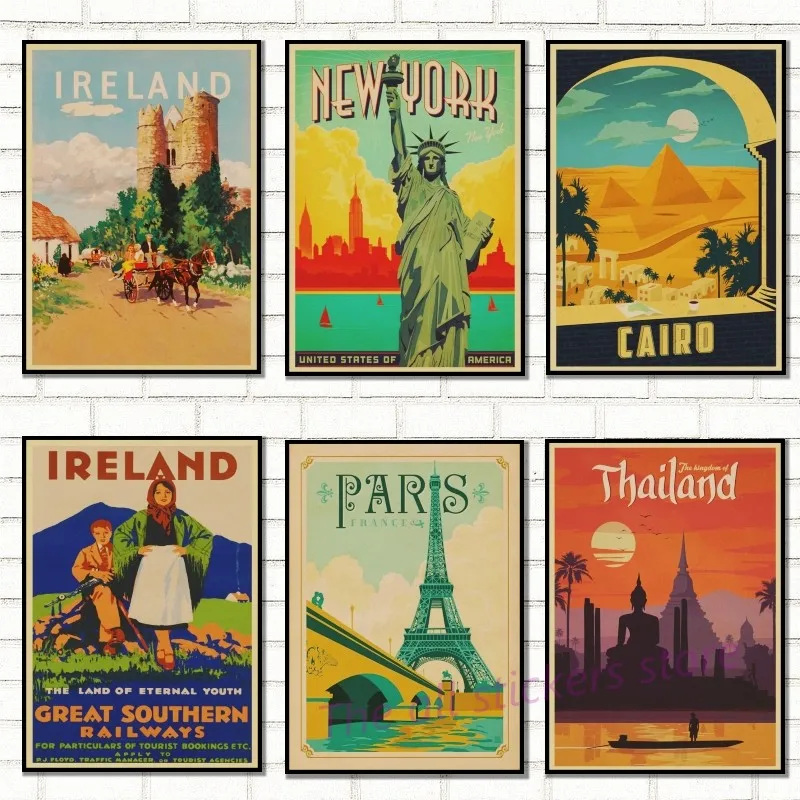 PARIS/ROME/LOND0N/Art Travel Poster Retro Kraft Travel Poster Decorative  Wall Sticker Home Bar Posters Decoration Kid Gift/9003