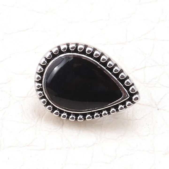 Miasol Imitation Rhodium Plating Black Teardrop Slide Charm Beads For Diy Women Wrap Charm Bracelet Making