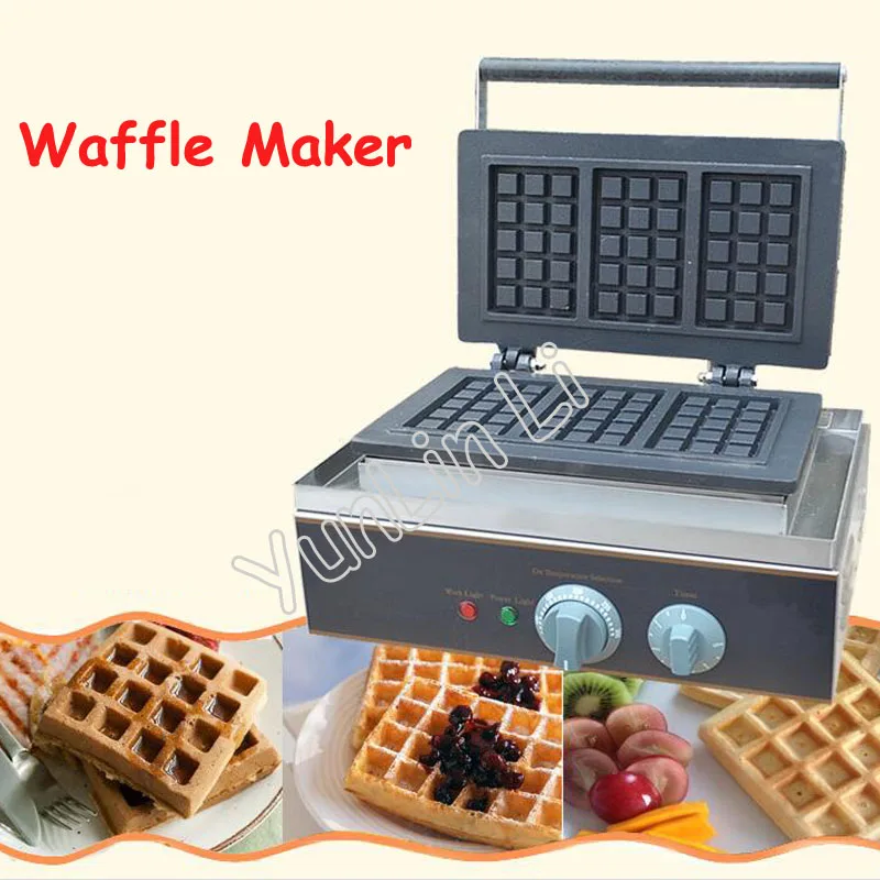 Commercial Square Shape Waffle Maker Electric Waffle Baking Machine Plaid Cake Furnace Machine Heating Machine