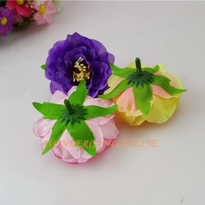 20PCS 5cm Fabric Tea Rose Silk Flower Heads For DIY Accessories Garland Wreath Arch Wedding Wristband Head Ring Decoration