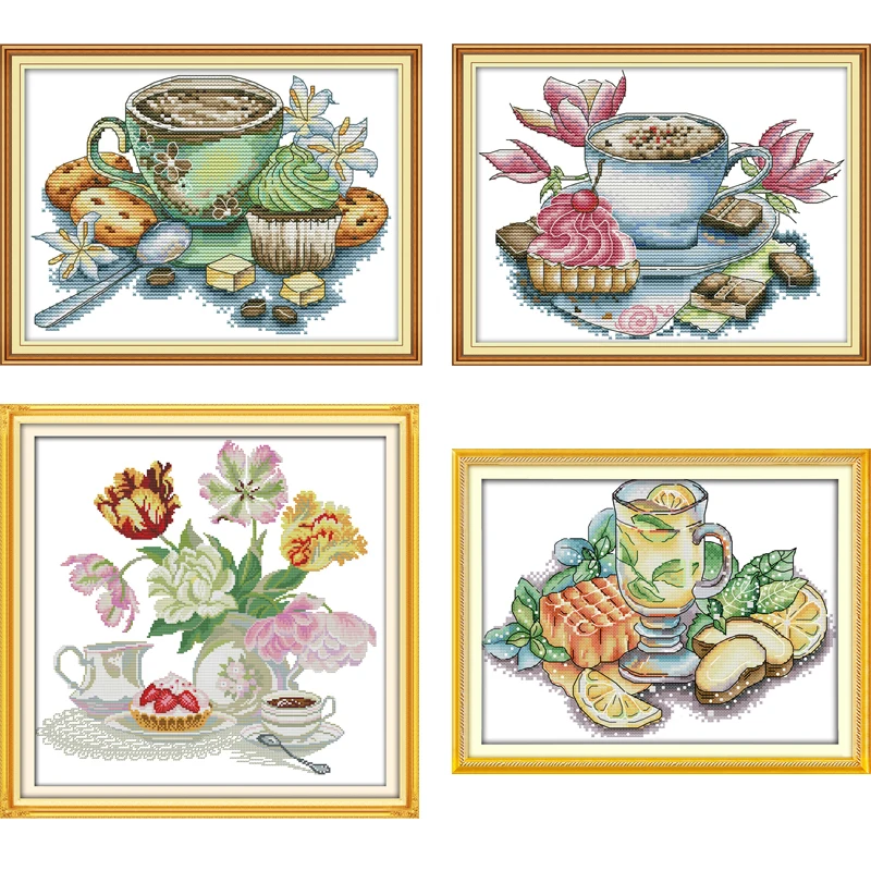 Joy Sunday Cross Stitch kits Afternoon Tea Series DMC 14CT 11CT Cotton Fabric Hotel Home Decor Painting NKF Factory Wholesale