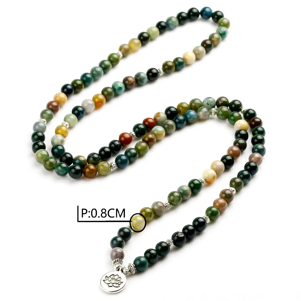 108 Tibetan Buddhist Mala Natural India Onyx Stone Bead Dual-use Women Necklace Men Bracelet Yoga Prayer for Meditation Gift