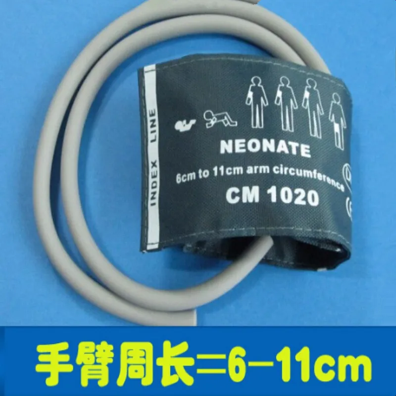 

10pcs/Lot Free Shipping Neonate Reusable Nylon NIBP Cuff Double Tube,Bladder Inside Patient Monitor ARM Cuff Connector(6-11cm)