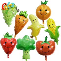 8Pcs 과일 야채 호일 풍선 하와이 테마 파티 Ballons 바나나 포도 브로콜리 토마토 여름 파티 생일 장식
