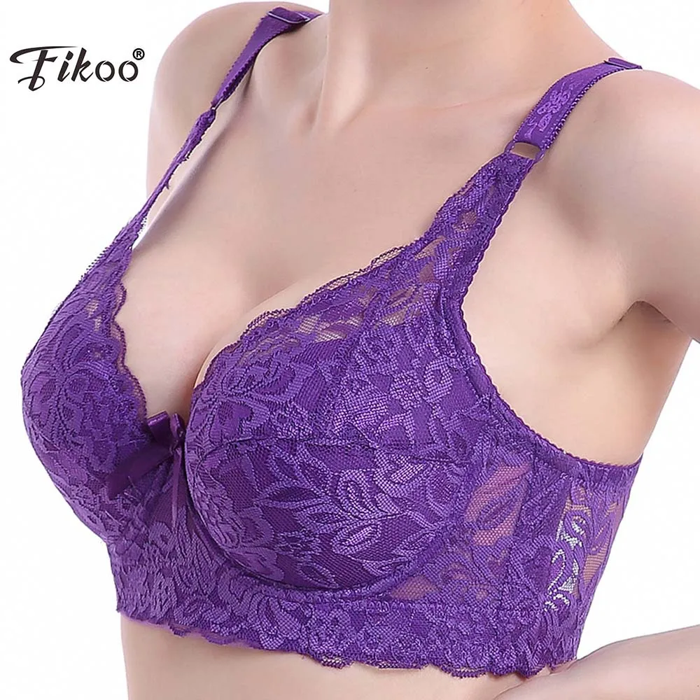 

Fikoo Sexy Underwear Bra Sexy Lace Bras Big Size Gather Ultra Thin Breathable Adjustable Type Steel Underwear Bra