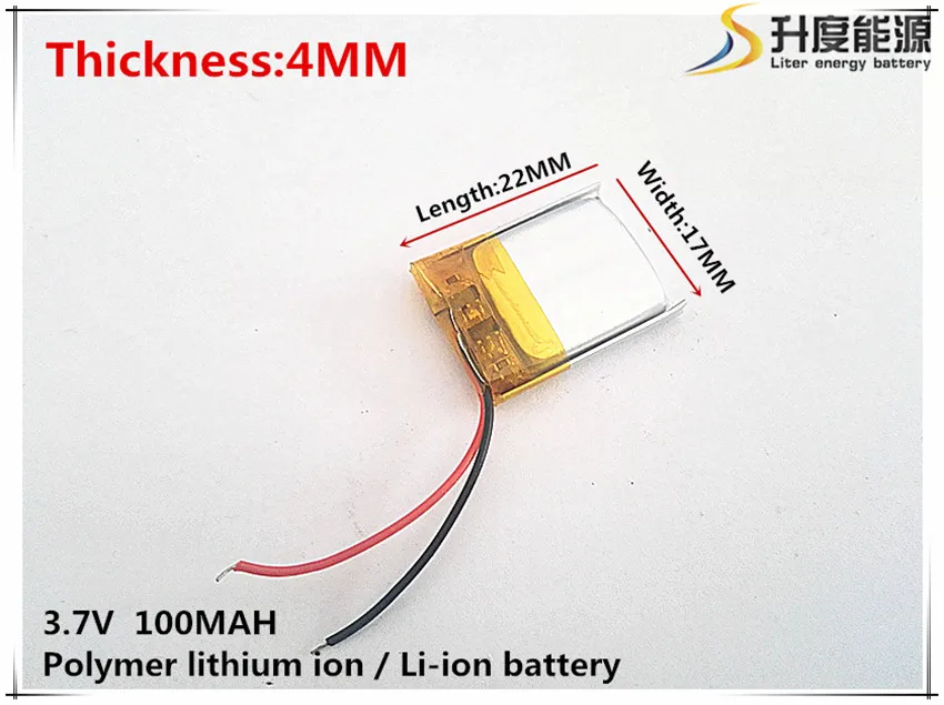 Batterie Lithium-polymère Rechargeable, 3.7V, 100mAh, 401722, li-ion, pour tablette mobile, Mp3, MP4, MP5, GPS