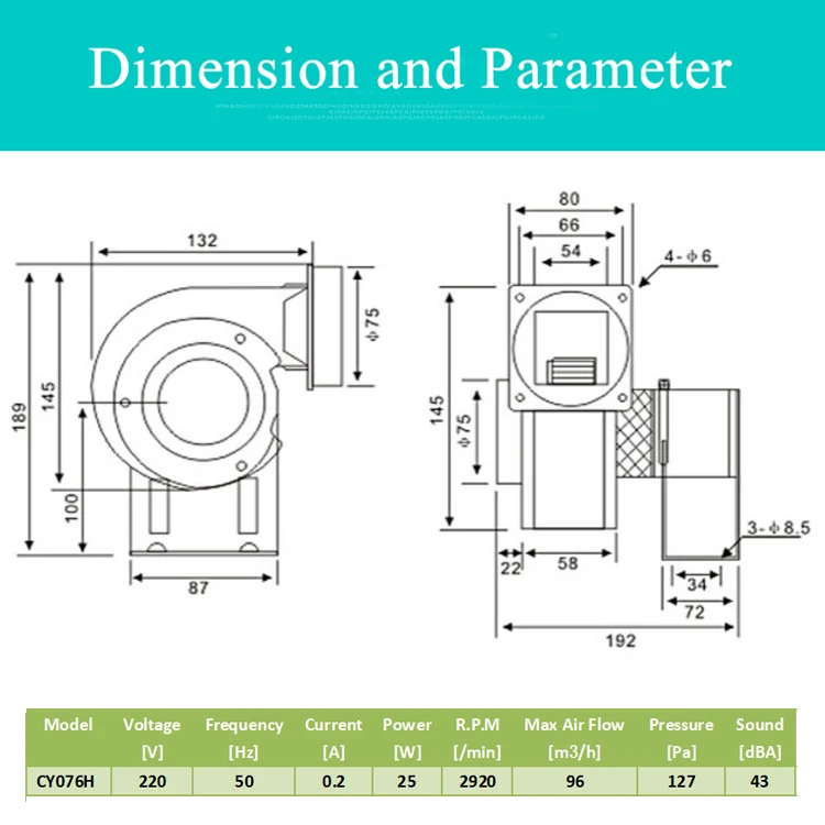 CY076H industrial High temperature resistant fan for boiler centrifugal fans sirocco blower fan stove fireplace fan 220V