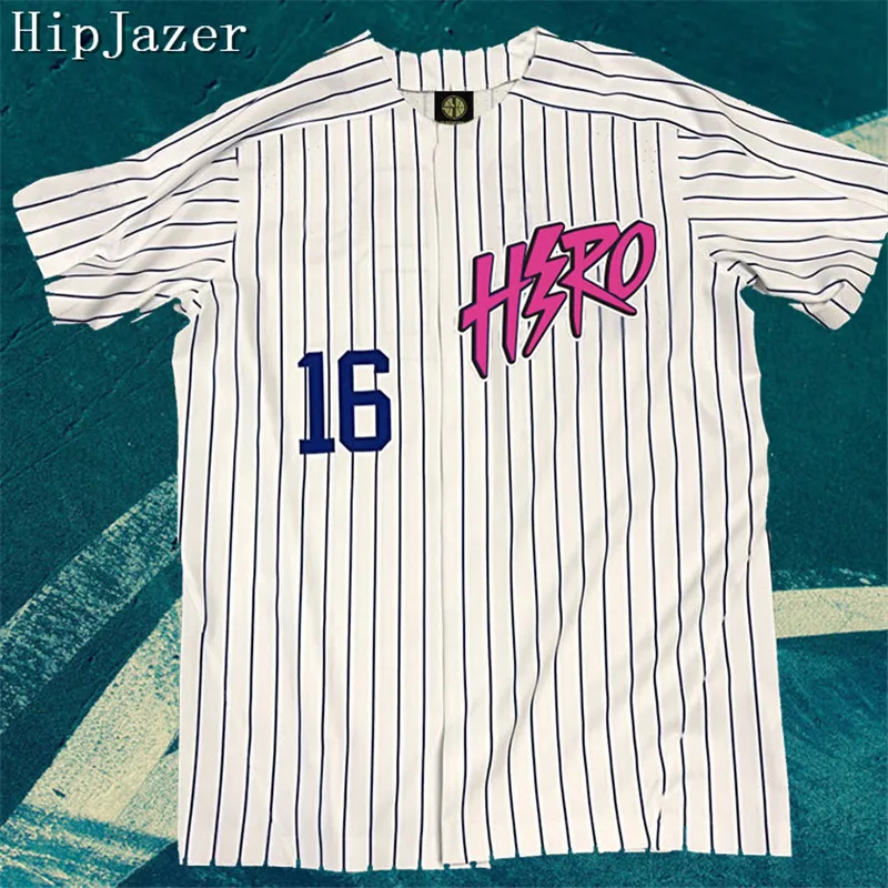 2019 new Design HIPJazer Street jerseys Hero Men  baseball  Jerseys hiphop baseball stripe shirt tops  Black and white color