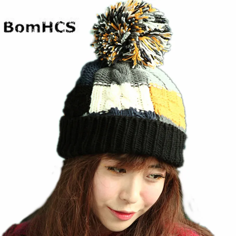 BomHCS Trendy Warm Chunky Soft Stretch Cable Knit Slouchy Beanie Hat Cap