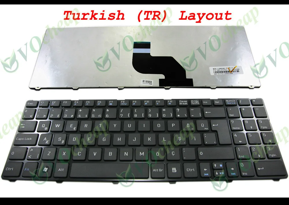 100% Original New Notebook Laptop Keyboard for MSI CR640 CX640 CX640DX with Frame Black Turkish TR Version - V128862AK3