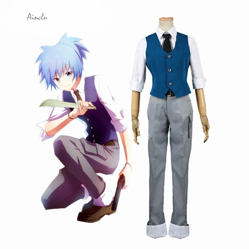 

Ainclu Free Shipping Assassination Classroom Class 3-E Nagisa Shiota Suit adult costume Cosplay Costume