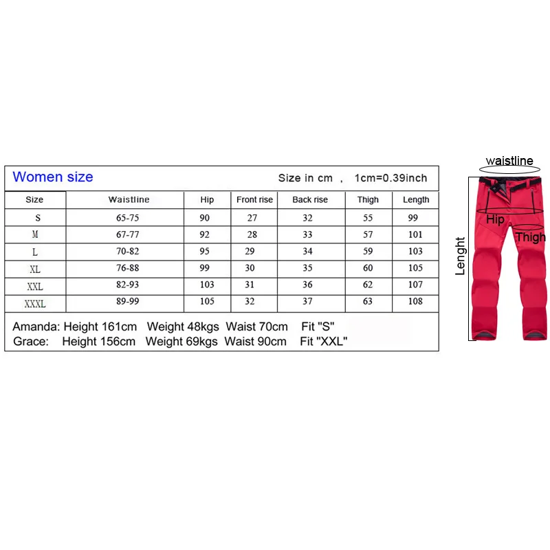 TRVLWEGO Pants Hiking Skiing Thermal Softshell Snowboard Camping Skating Waterproof Fleece for Women Outdoor Trekking Trousers