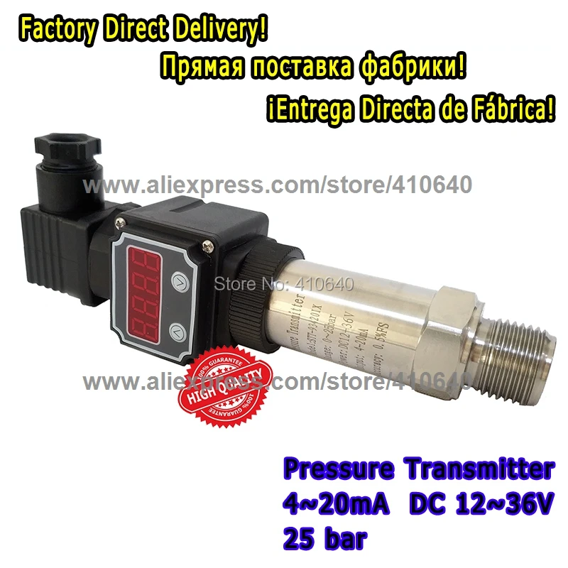 

Pressure Transmitter 4 to 20mA With Display 25 Bar G1/2 Port Pressure Sensor Pressure Transducer Accept Other Pressure Range