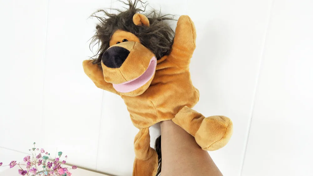 Children Big Brown Lions Mouth Plush Toy Stuffed Hand Puppet