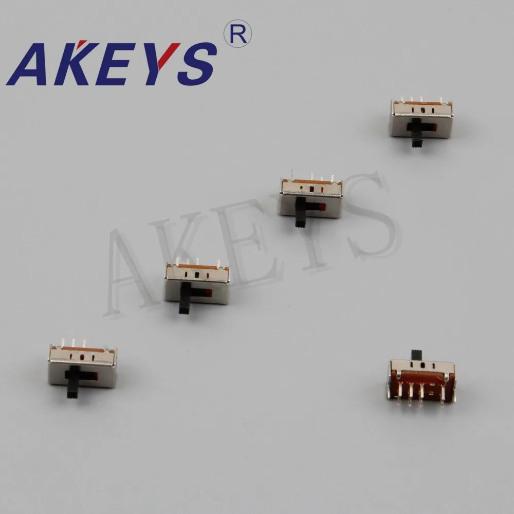 SS-23D06 2P3T Double pole three throw 3 position slide switch 8 solder lug pin verticle type with 2 fixed pin