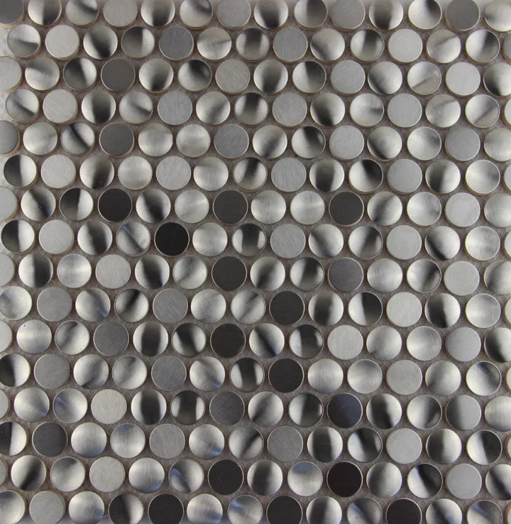 

3D round stainless steel metal mosaic tile kitchen backsplash bathroom shower background decorative livingroom wall paper tile