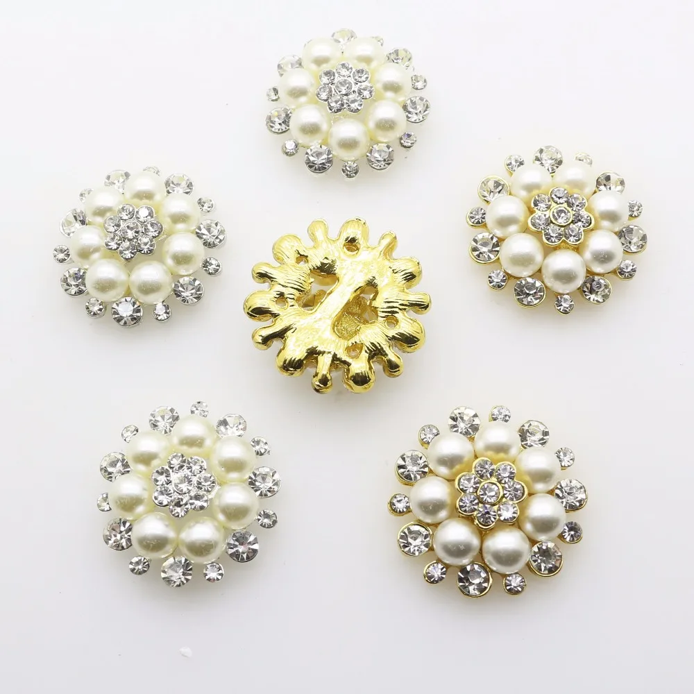 Fashion Hot 5Pcs 28mm Round alloy Diy jewelry Accessories Flat Back Imitation pearls Rhinestone Base Wholesale Handmade Fitting