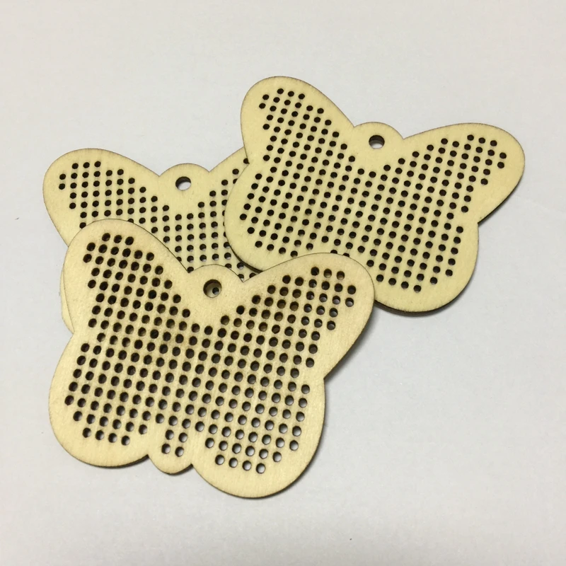 50 laser cut wood butterfly shape stitching on wood