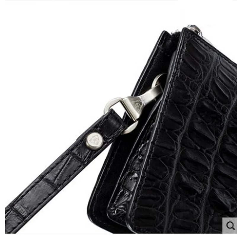 gete Crocodile leather handbag male long leather business Pack zipper Multi-card large capacity wallet crocodile leather man bag