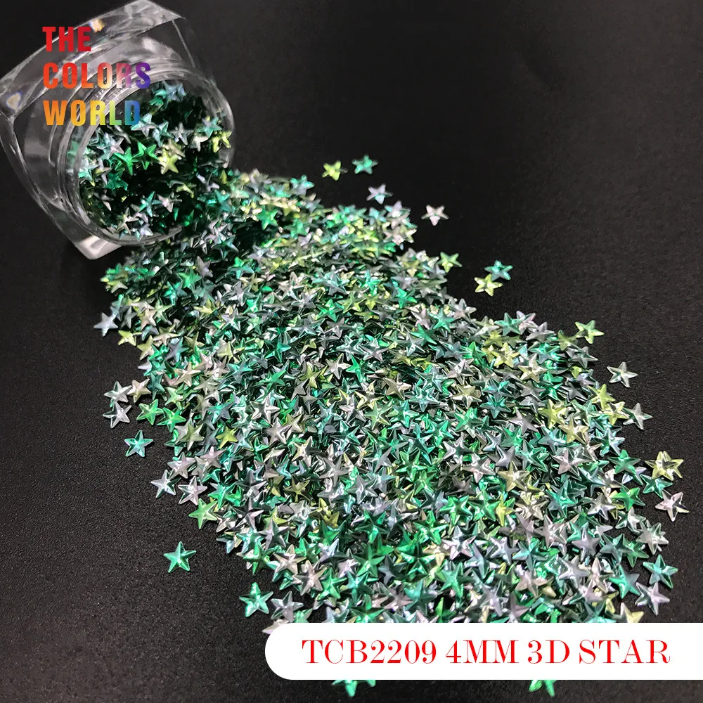 TCT-174 4 mm Sternform, 3D-Effekt, bunte Glitzer-Nagelkunst, DIY-Dekoration für Nagelgel, Make-up, Gesichtsbemalung
