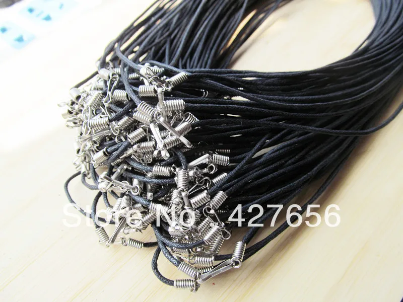 

40 strings black wax snake necklace cord 42.00cm 0.2cm , 0.8cm clasp LNC0003