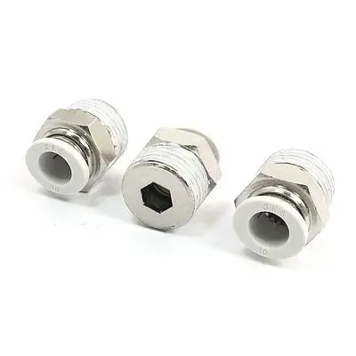 

3 Pcs 1/2" PT Male Thread to 10mm Tube Push in Connect Straight Quick Fitting