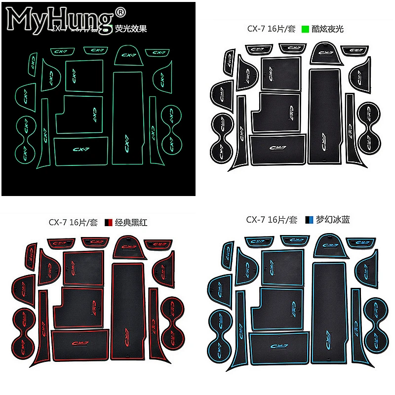 

Anti-slip Non-slip Rubber Decorative Cup Holder Sticker Gate Slot Pad Door Groove Mat for Mazda CX-7 Car Interior Styling 16pcs