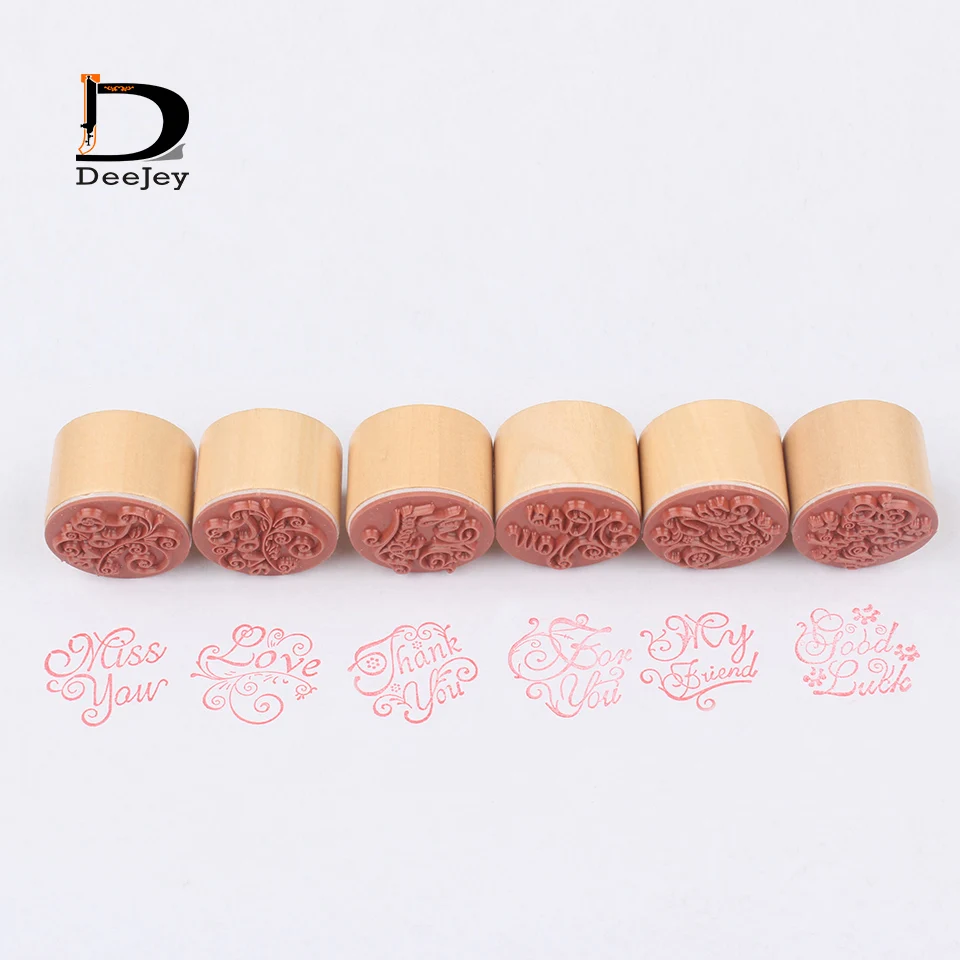 3cm Antique floral pattern or wishing words Wooden Rubber Stamps DIY scrapbooking Decor scrawl Photo Album handwriting 6pcs lot