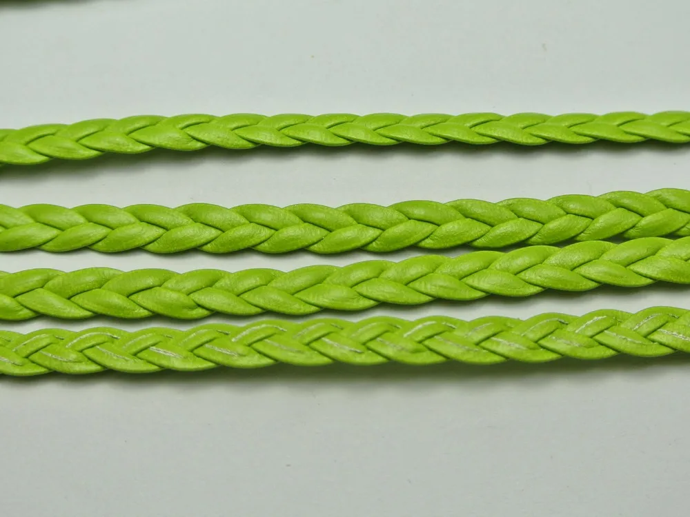 

32.8 Feet Green Flat Braided Bolo Leatherette String Jewelry Cord Flat Woven 5X1mm