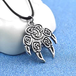 Celti Knot Slavic Wolf Claw Charm Lewis Pendant Necklace Antique Jewelry Odin 's Symbol of Norse Viking Colier