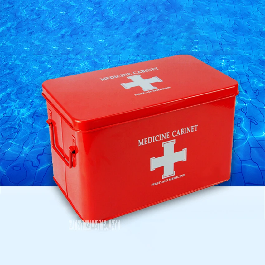 

Portable Galvanized Iron Emergency Kit Box Swimming Pool Lifesaving First Aid Box Medical Drug Bandage Muti-Layer Storage Box