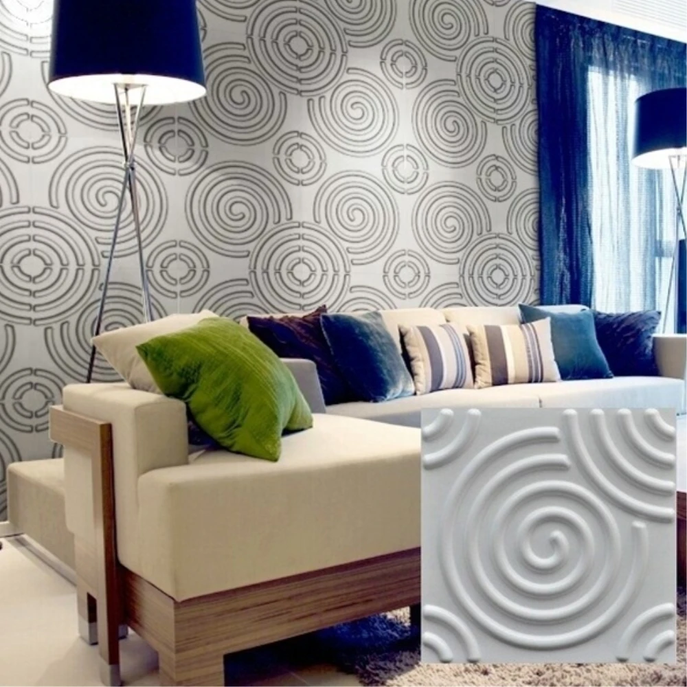 RAYUAN 4PCS PVC 3D Wall Stickers White Wall Panel Flame-retardant Waterproof Wallpaper Living Room Shop Home Decor 30x30CM