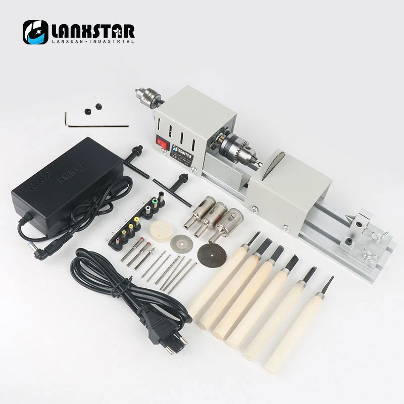 Woodworking Lathe Manual Mini Lathe DIY Woodworking Beads Machine Polishing and Cutting Multi-Function Bracelet Puncher Set