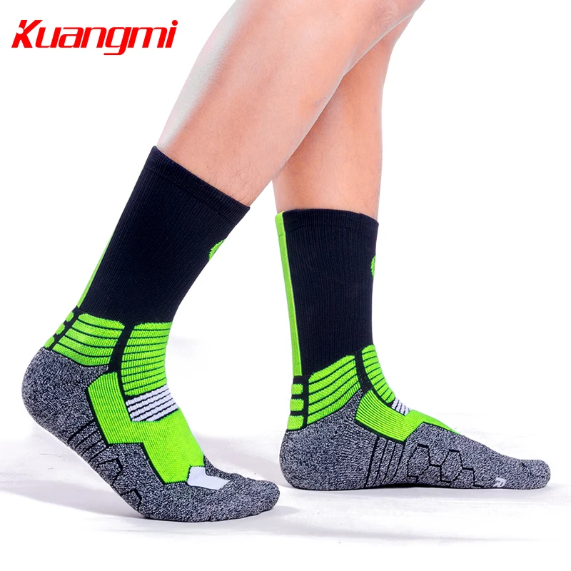 Kuangmi 1 Pair Combed cotton Basketball socks Comfortable and breathable Sport cycling socks