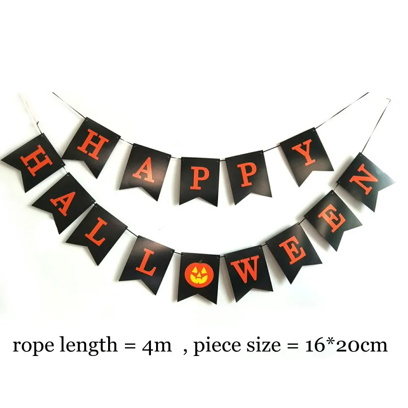 

10pcs/pack 16*20cm Black Paper Flag Happy Halloween Orange Letter Live Decoration Happy Halloween Banner