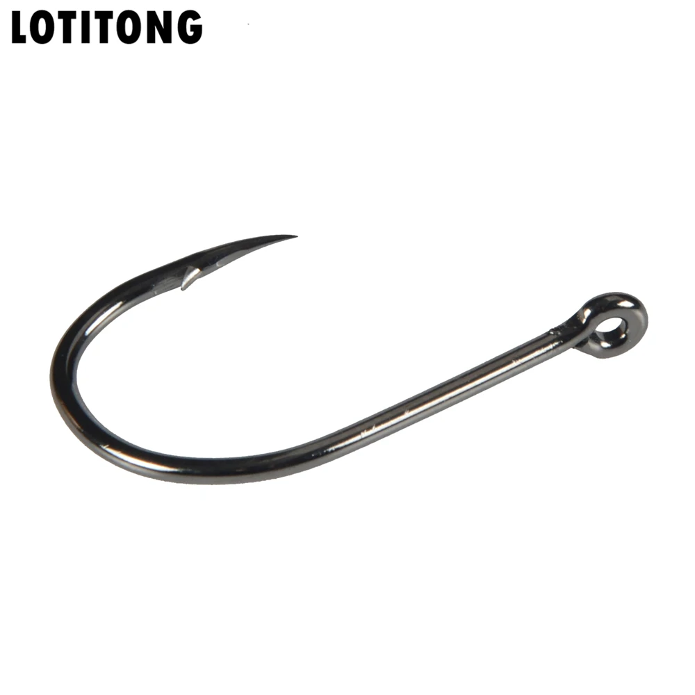 LOTITONG 100pcs 3# -15# Carbon Steel Fishing Hook Fishhooks Durable Pesca Jig Head Fishing Hooks with Hole Carp Fishing Tackle