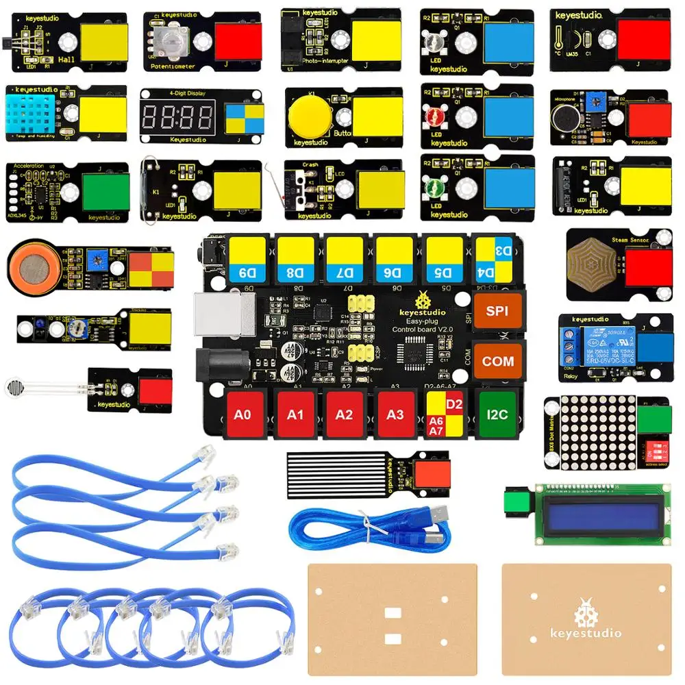 Keyestudio EASY PLUG RJ11 Kit di apprendimento Super Starter per Arduino STEM abaya/compatibile con la codifica Mixly Block