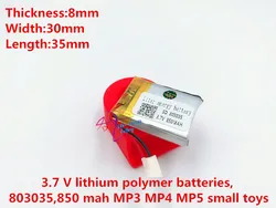 3.7 V, 850mAH 803035, polimerowa bateria litowo-jonowa/akumulator litowo-jonowy do GPS, mp3, mp4, mp5, dvd, bluetooth, modelu zabawki