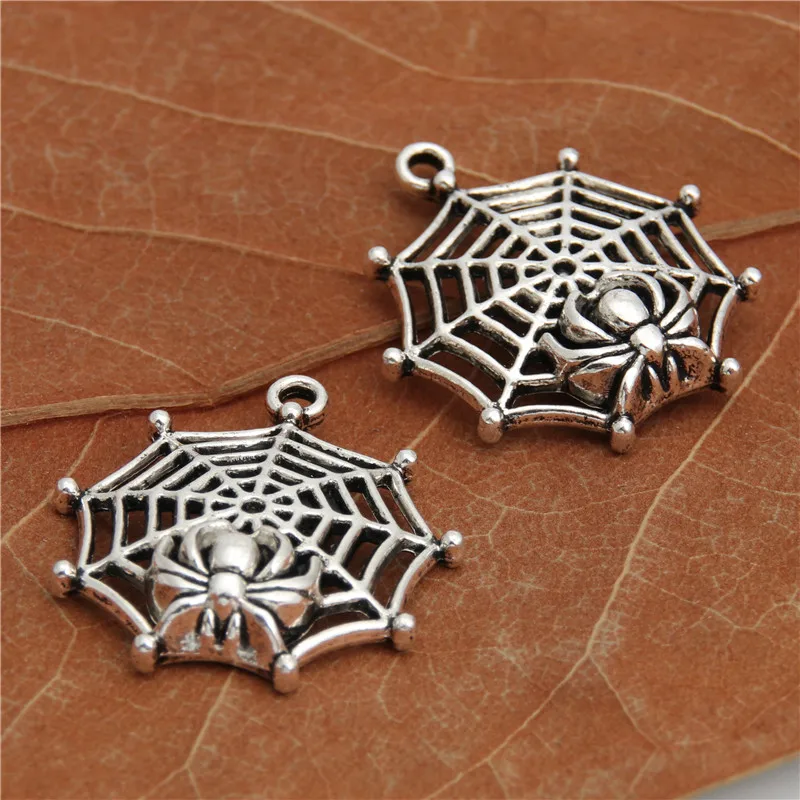 10pcs  Silver Color Cobweb Charms Spider Web Pendant For Jewlry Making A2952