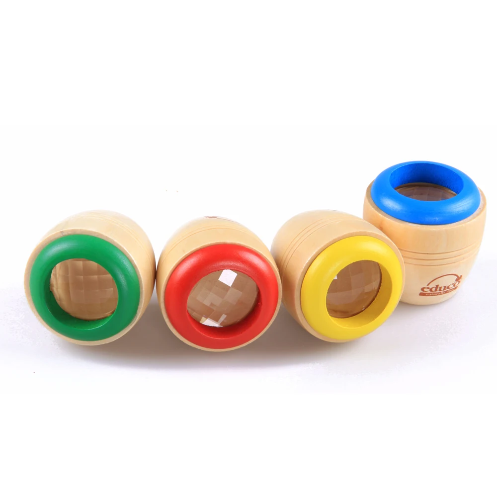 1Pcs Kids Toys Magic Kaleidoscope Wooden Baby Montessori Early Educaional Puzzle Random Color Birthday Gifts