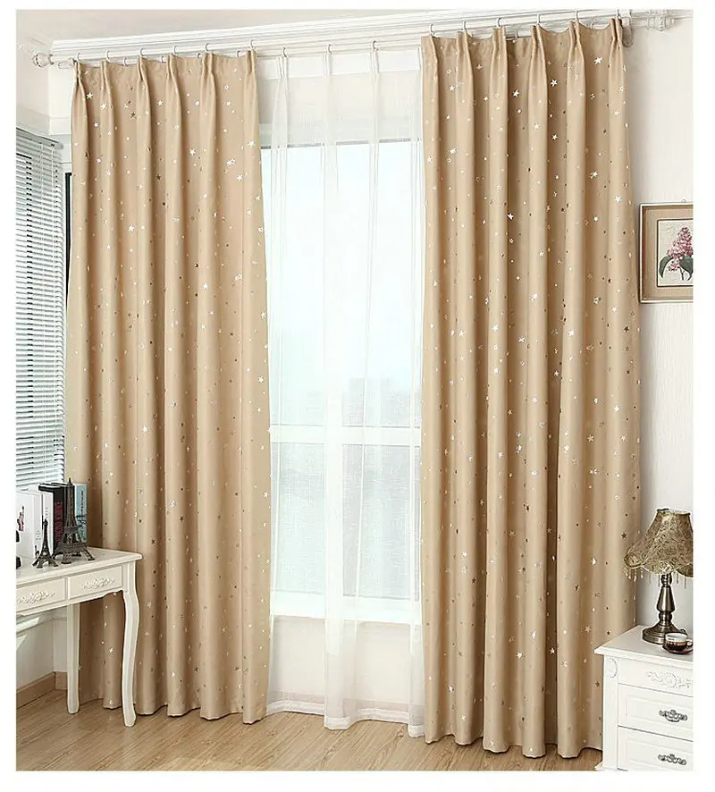 

Window Curtains Solid Color Stars Pattern Finished products Blackout Curtains for Dining Room/Kitchen Curtains Pink Beige Navy