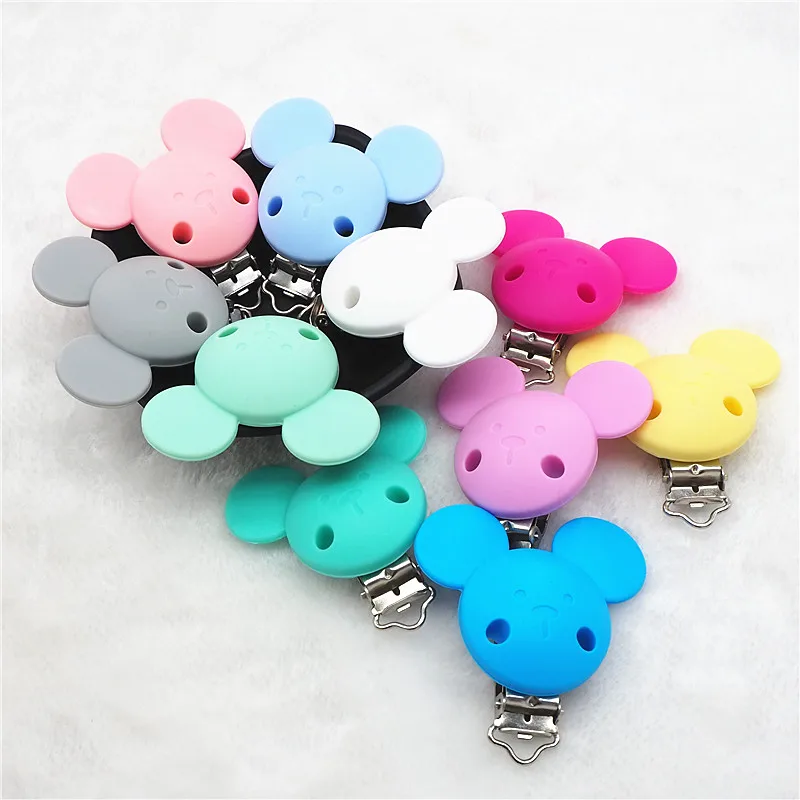 Chengkai 50pcs Silicone Teether Clips DIY Baby Pacifier Dummy Mouse Animal Soother Nursing Jewelry Toy Clips Accessories