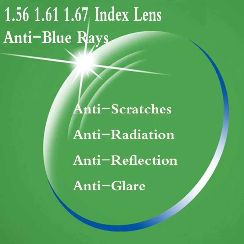 

1.56 1.61 1.67 Index Anti-Blue Rays Aspheric Prescription Eyeglasses Lens Myopia Presbyopia Optical Lenses For Eye Glasses YQ168