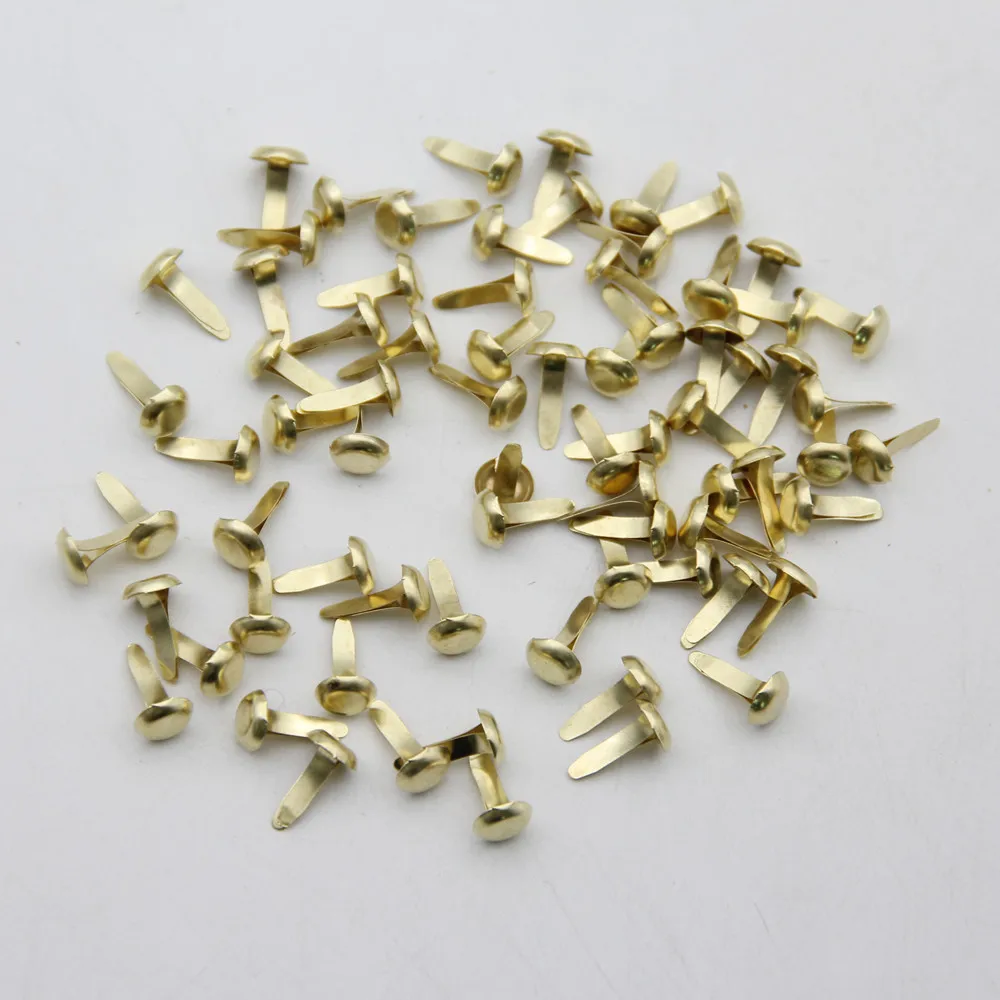 100pcs 8*14/16mm Solid Color Metal Mini Brads For DIY Embellishment Decor Scrapbooking Fastener Handmade Photo Album Frame Craft