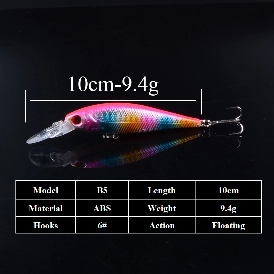 Hot Sale 10cm 9g Hard Minnow Fishing Lure Topwater Floating Wobblers Crankbait Bass Artificial Baits Crankbait Carp Lures Pesca