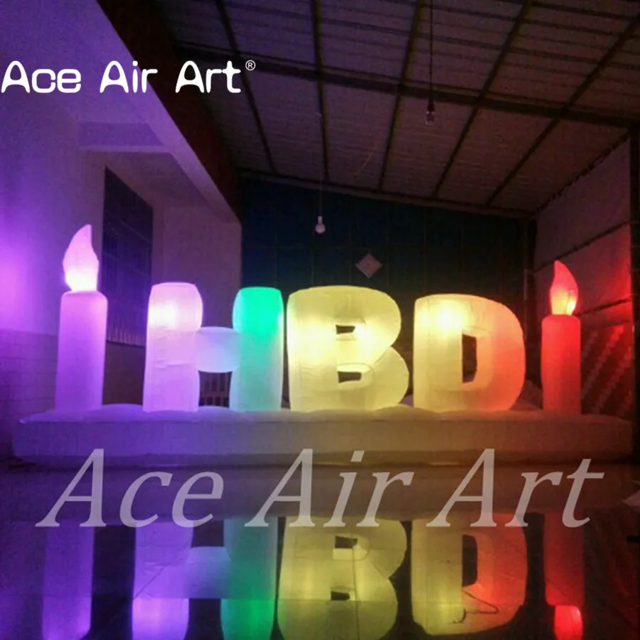 Reusable LED Inflatable Letter Model with Colorful Light Alphabet Display HBD Words for Birthday Party or Cake Shop