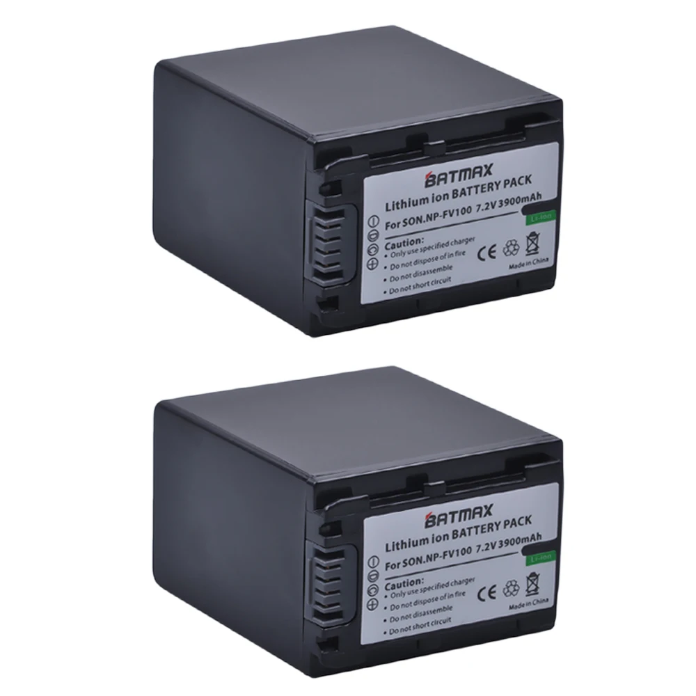 

2pcs 3900mAh NP-FV100 NP FV100 NPFV100 Rechargeable Camera Batteries for SONY FDR-AX100E AX100E HDR XR550E XR350E CX550E CX350E