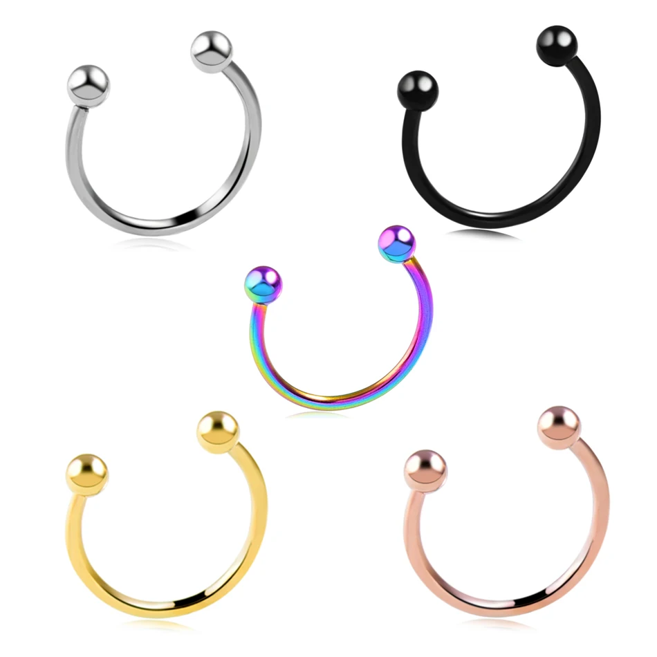 2PCS Surgical Steel Nose Ring Circular Barbell Piercing Lip Rings Nose Hoops CBR Ring Earring Cartilage Sexy Body Jewelry 16G