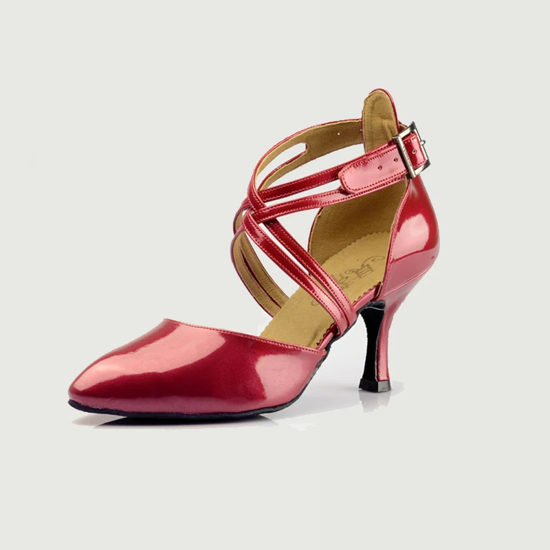 Chaussures de danse latine pour filles, pour femmes, Salsa, Tango, pour enfants, BD 110, tendance moderne, en PU, talon rouge et noir, 7.5cm, Jazz